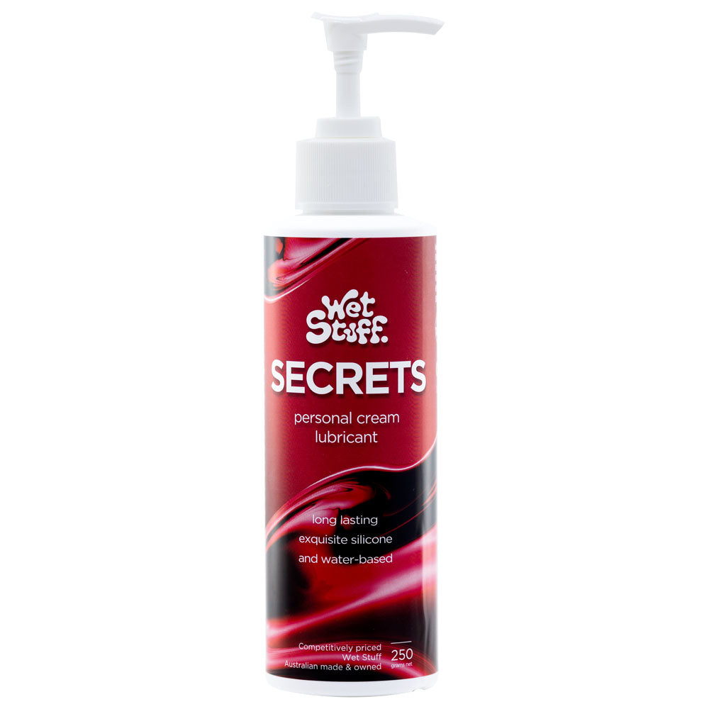 Wet Stuff Secrets - 250g Pump - Hybrid Lubricant - 250 gram Pump Bottle for intimate essentials.