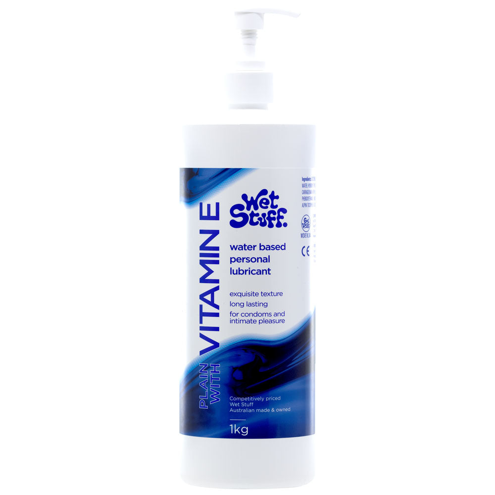 Wet Stuff Plain - 1kg Pump - Water Based Lubricant with Vitamin E - 1 kg Bottle for intimate essentials.