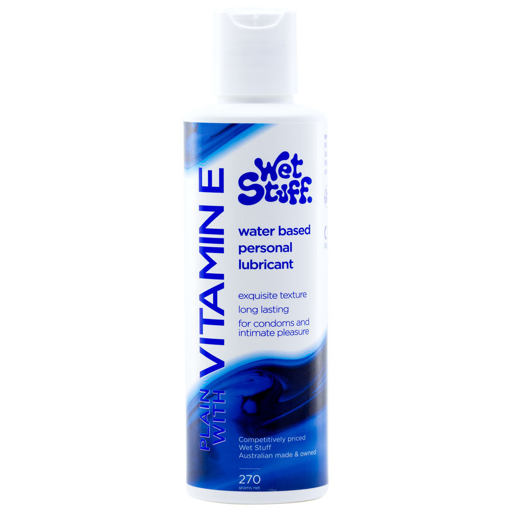 Wet Stuff Plain - 270g Disk - Water Based Lubricant with Vitamin E - 270 gram Bottle.