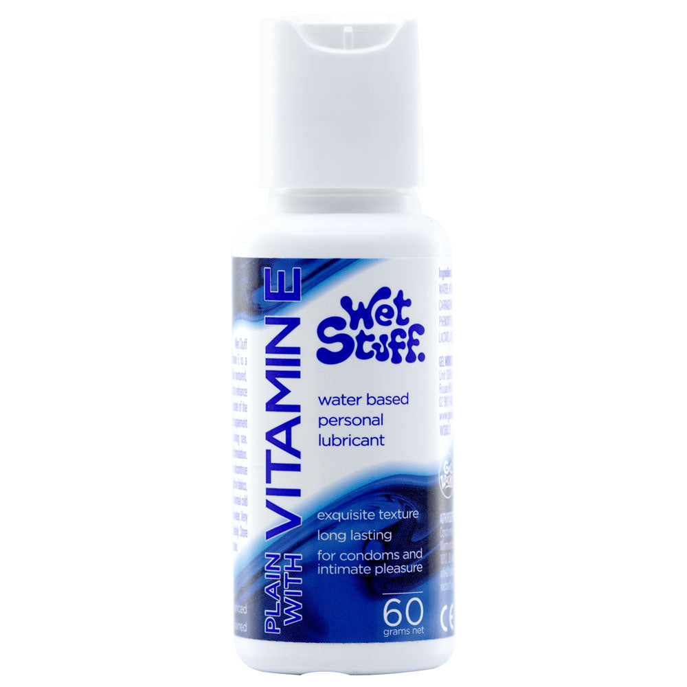 Wet Stuff Plain - 60g Bottle - Water Based Lubricant with Vitamin E - 60 gram Bottle.