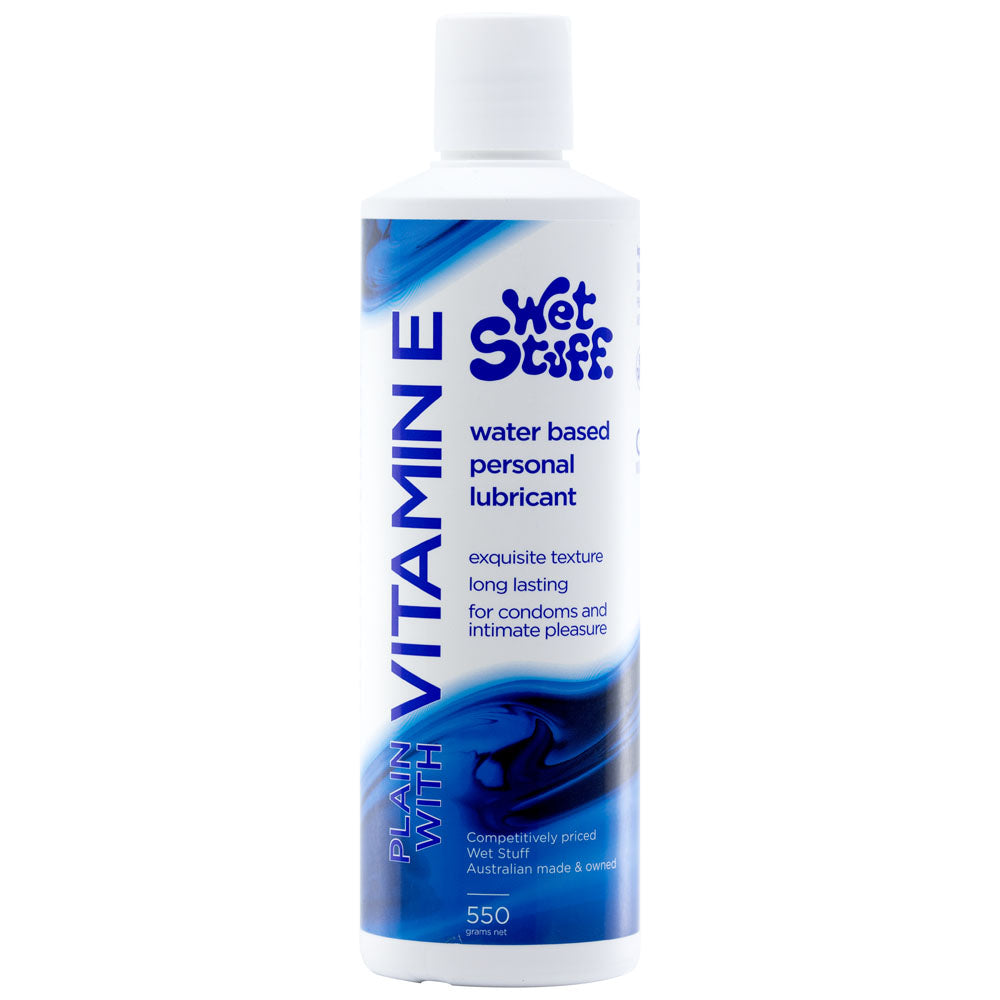 Wet Stuff Plain - 550g Disktop - Water Based Lubricant with Vitamin E - 550 gram Bottle.