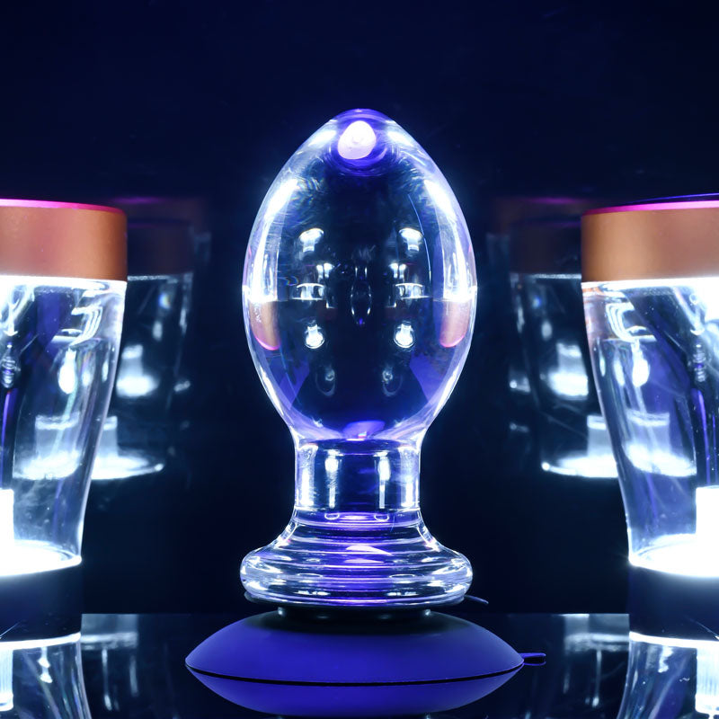 Gender X Crystal Ball - Glass 13.6 cm Butt Plug with Suction Base picture showing sleek design and clarity.