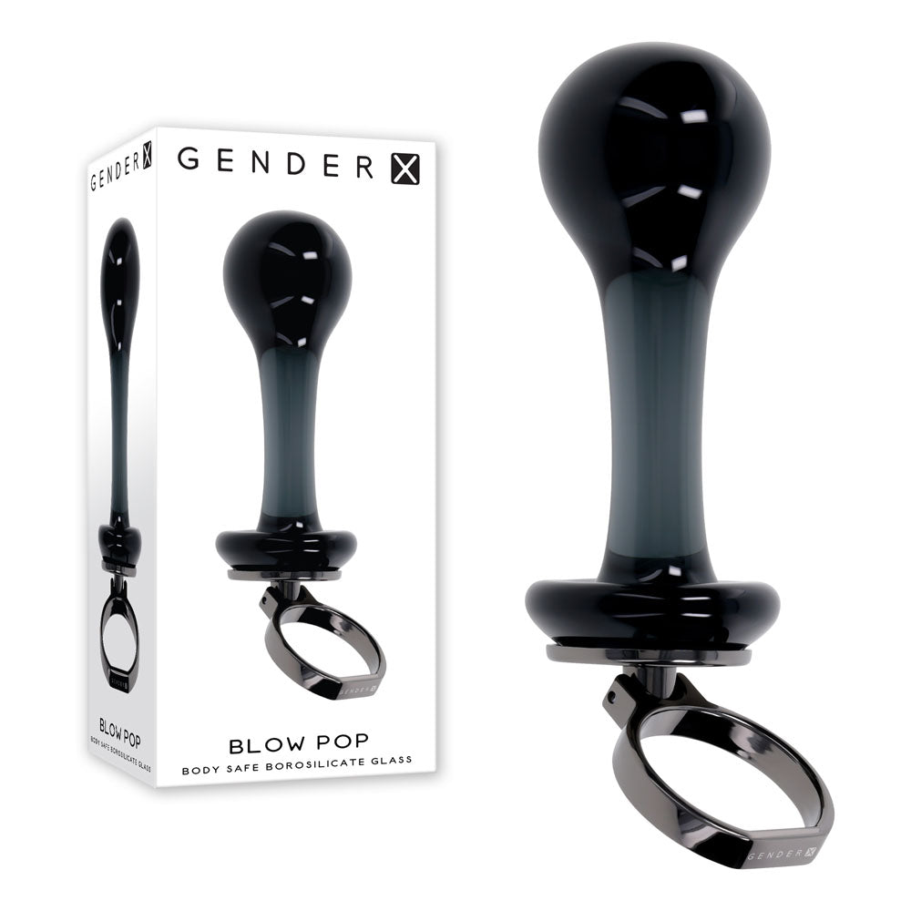Gender X BLOW POP - 12.8 cm Glass Plug with Ring Pull for intimate essentials and adult novelty.