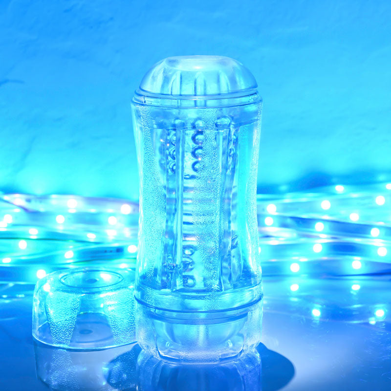 Gender X DOUBLE FANTASY - Double Ended Stroker in transparent design with relaxing blue lights