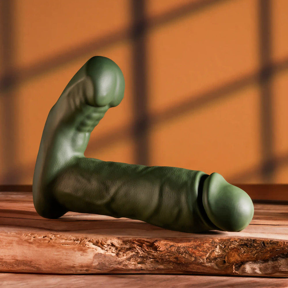 Gender X THE HUNK - 15.2 cm USB rechargeable thrusting vibrator showcasing a realistic design and soft silicone texture.