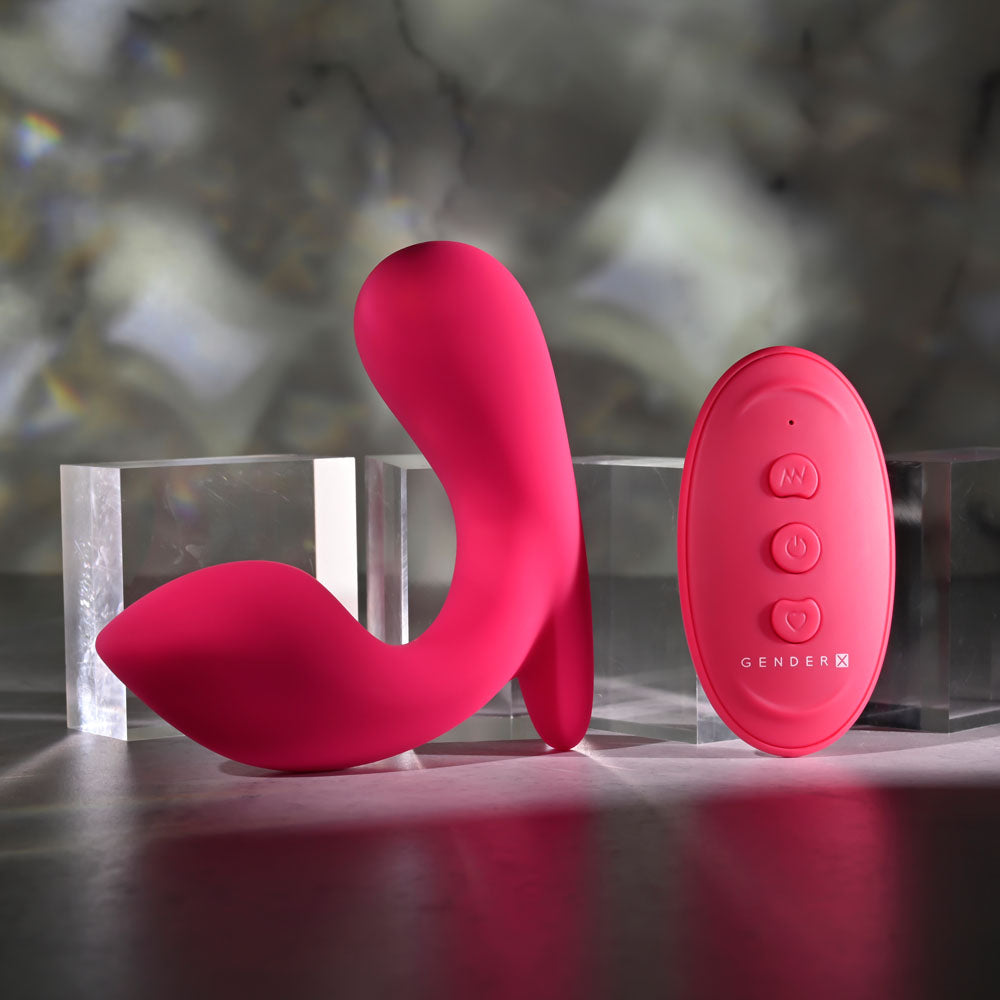 Gender X ALL ABOUT THE BASS -  USB Rechargeable Wearable Vibrator with Wireless Remote on display.