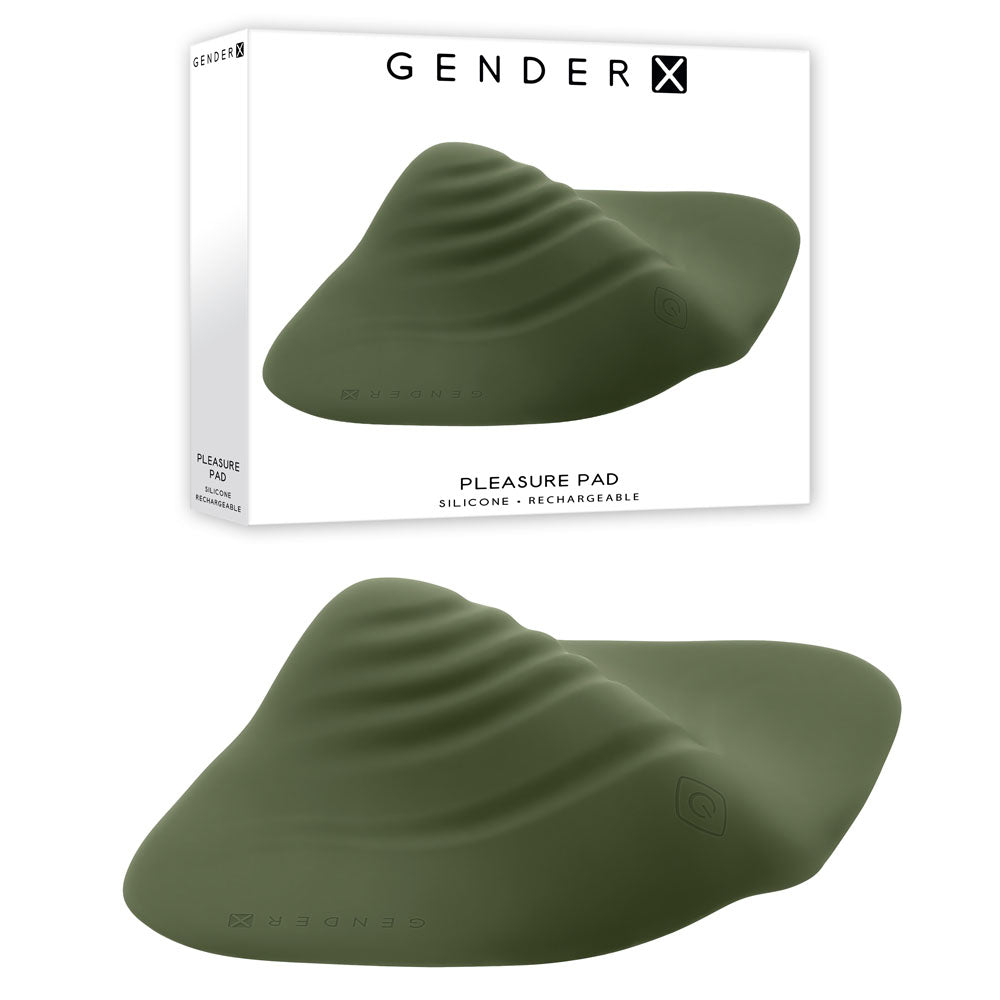 Gender X PLEASURE PAD - USB Rechargeable Grinding Pad in soft silicone packaging for intimate essentials for her.
