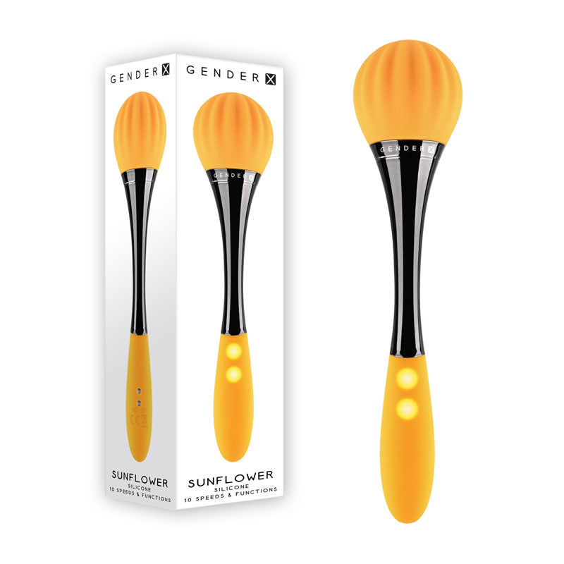 Gender X SUNFLOWER - 20 cm USB Rechargeable Massage Wand featuring two powerful motors and stylish design.