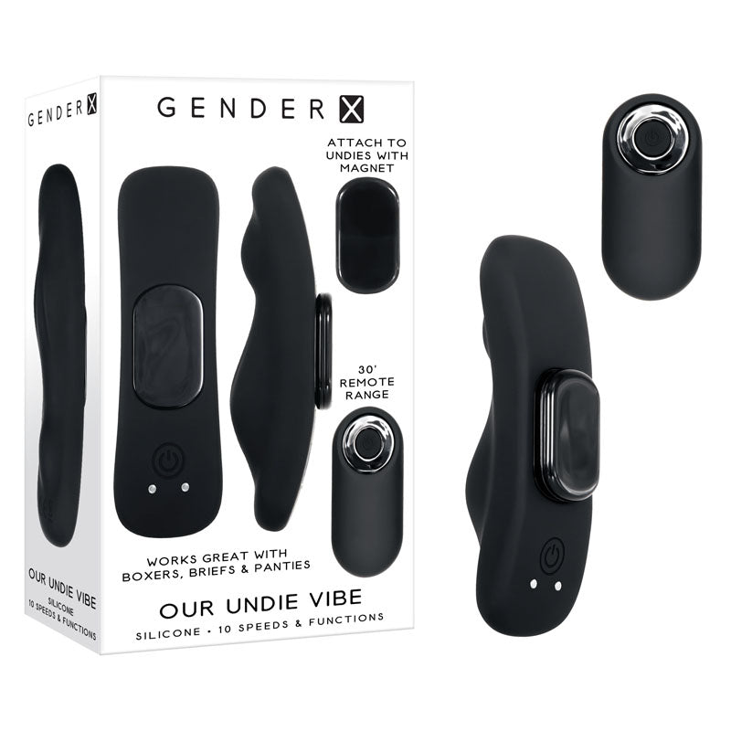 Gender X OUR UNDIE VIBE - USB Rechargeable Panty Vibe with remote and silicone design for intimate enjoyment.