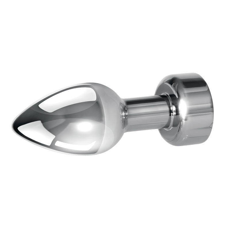 Gender X ROCKIN' METAL PLUG - Metallic 9.3 cm USB Rechargeable Butt Plug, sleek design for intimate pleasure.
