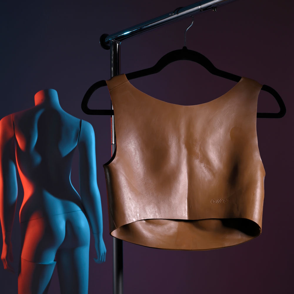 Gender X UNDERGARMENTS - PLATE C-CUP - Dark -  Wearable Breasts - C-Cup Size displayed on a mannequin.