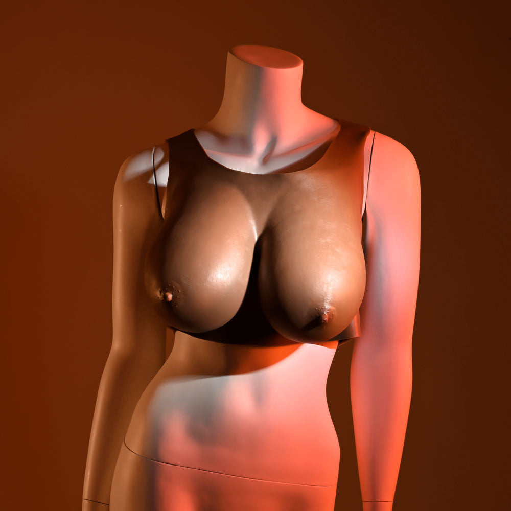 Gender X UNDERGARMENTS - PLATE E-CUP - Dark -  Wearable Breasts - E-Cup Size displayed on mannequin.
