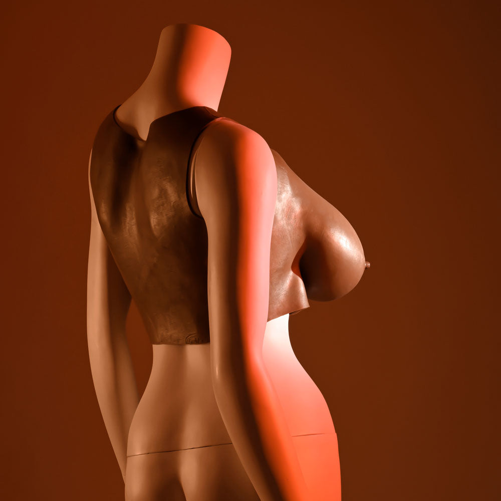 Gender X UNDERGARMENTS - PLATE E-CUP - Dark -  Wearable Breasts - E-Cup Size displayed on a mannequin.