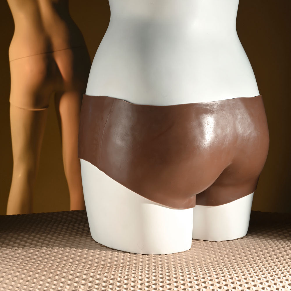 Gender X UNDERGARMENTS - BRIEFS - Dark - Wearable Vagina Briefs displayed on a mannequin, showcasing realistic design.