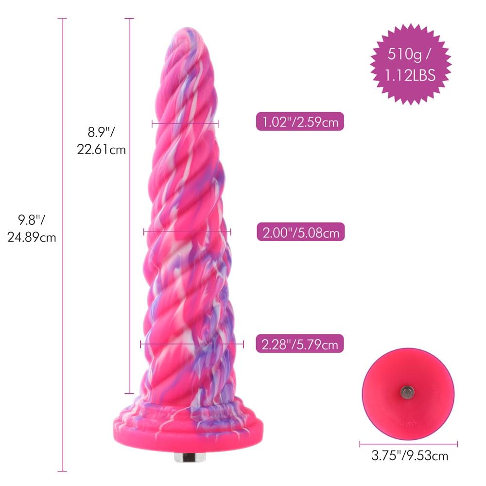 HiSmith Spiral Tapered Fantasy Dildo With Kliclok -  25.5 cm Fantasy Dildo with Kliclok Machine Attachment