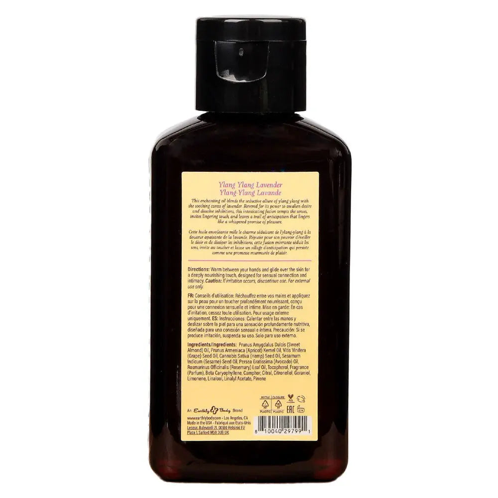 EB Aphrodisiac Massage Oil YLANG YLANG LAVENDER - 60 ml - Ylang Ylang & Lavender Scented Massage Oil - 60 ml Bottle Earthly Body Discreet Intimate Essentials.