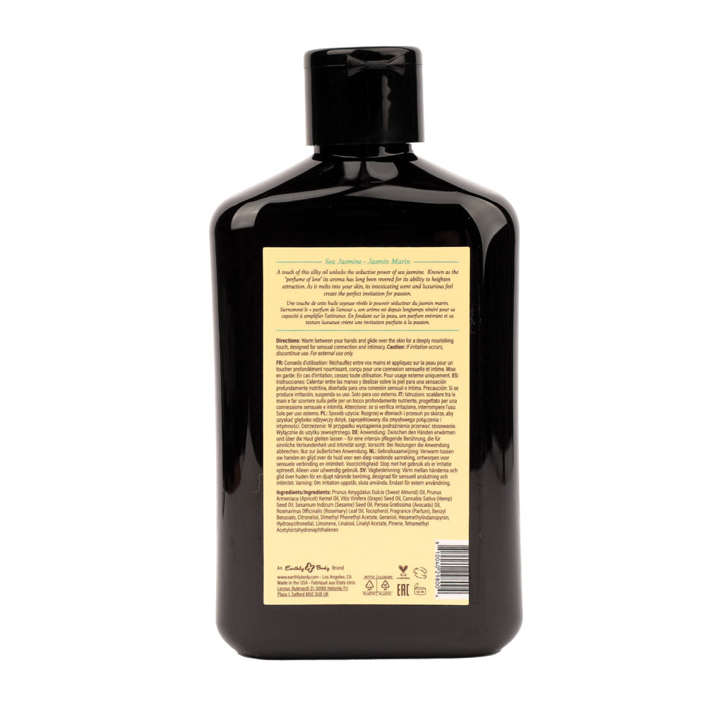 EB Aphrodisiac Massage Oil SEA JASMINE - 250 ml - Sea Jasmine Scented Massage Oil - 250 ml Bottle back label