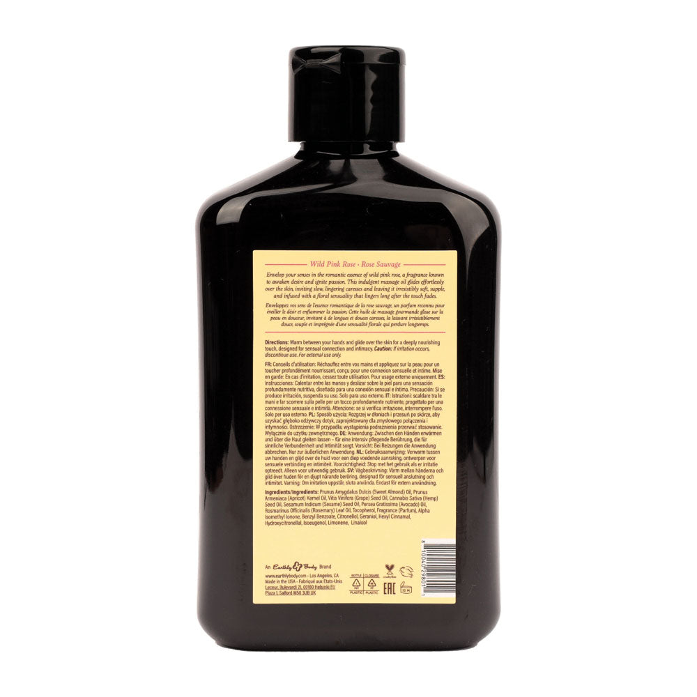 EB Aphrodisiac Massage Oil WILD PINK ROSE - 250 ml - Wild Pink Rose Scented Massage Oil - 250 ml Bottle back view