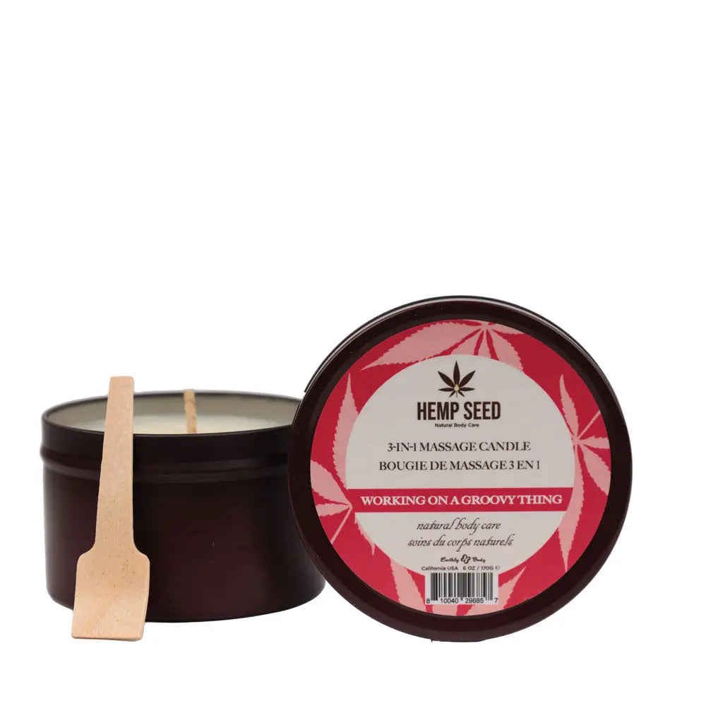 Hemp Seed 3-In-1 Massage Candle - Working On A Groovy Thing (Wild Berries, Night Blooming Jasmine, Warm Amber) - 170 g Earthly Body Discreet Intimate Essentials.