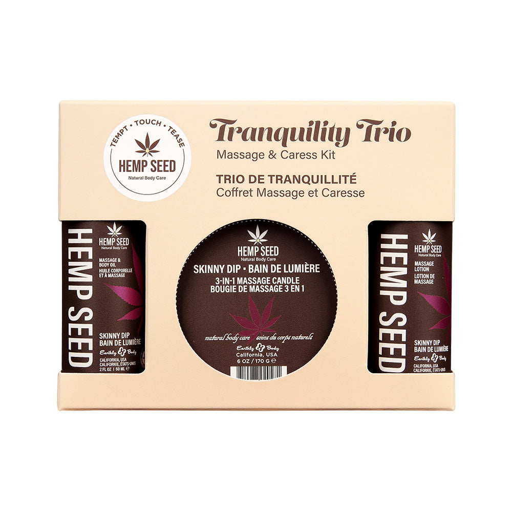 Hemp Seed Tranquility Trio - Skinny Dip - ชุดนวดและสัมผัส Skinny Dip Scented - ชุด 3 ชิ้น