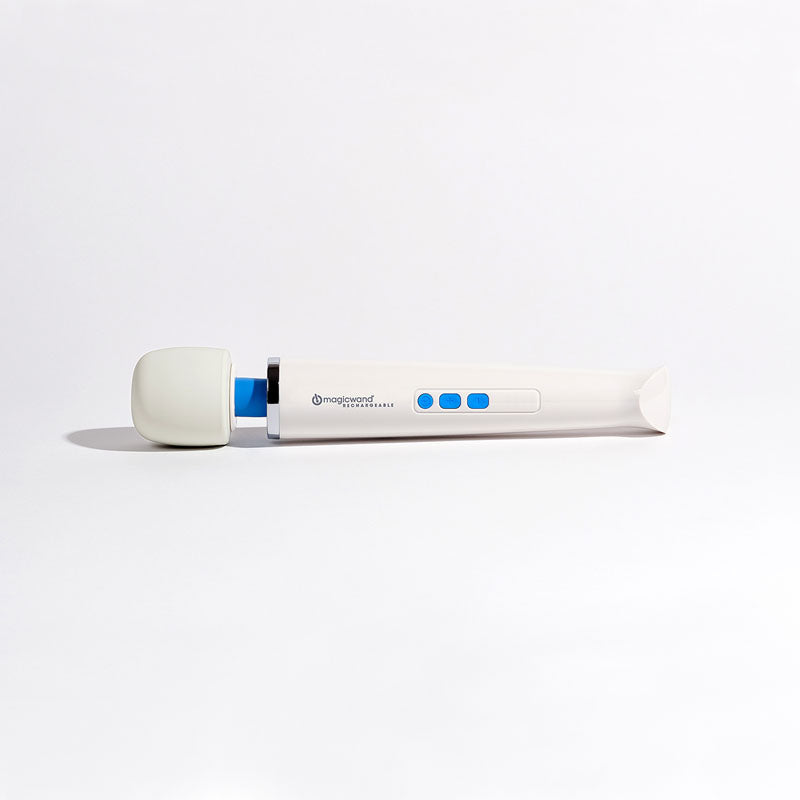 Magic Wand Rechargeable -  Rechargeable Massage Wand on a light background, showcasing its sleek design and controls.