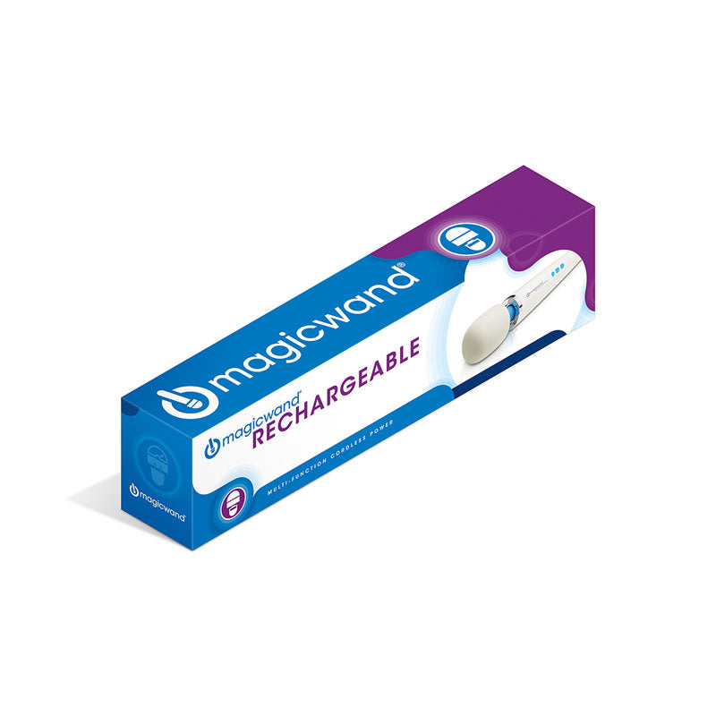 Magic Wand Rechargeable -  Rechargeable Massage Wand packaging with logo and design.