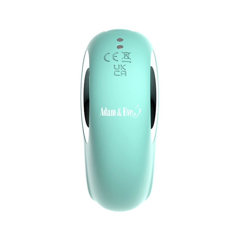 Adam & Eve CURVY CUTIE PLEASURE COMBO - Teal USB Rechargeable Tapping Stimulator top view, showcasing sleek design for intimate essentials.