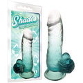 Shades 6'' Jelly TPR Dong - Emerald 15.2 cm Dong in packaging, showcasing its jewel-tone design and body-safe material.