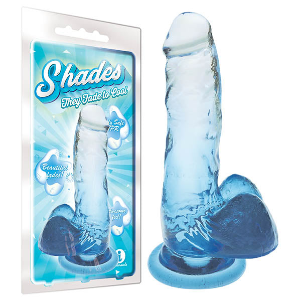 Shades 7'' Jelly TPR Dong -  17.8 cm Dong in blue with packaging, perfect for intimate essentials.