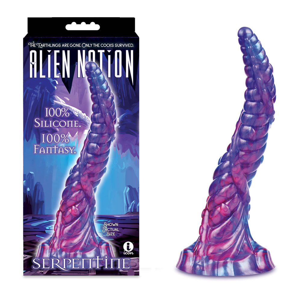 Alien Nation - Serpentine - 30 cm Fantasy Dong in silicone with colorful swirls, perfect for intimate essentials for her.