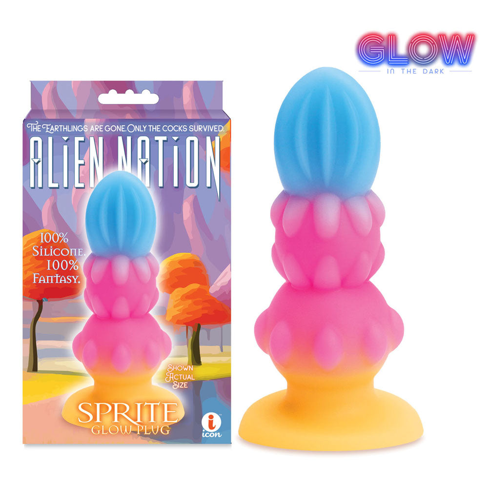 Alien Nation - Sprite - Glow in Dark 14 cm Fantasy Anal Plug in vibrant colors, ideal for intimate essentials for her and adult novelty store.