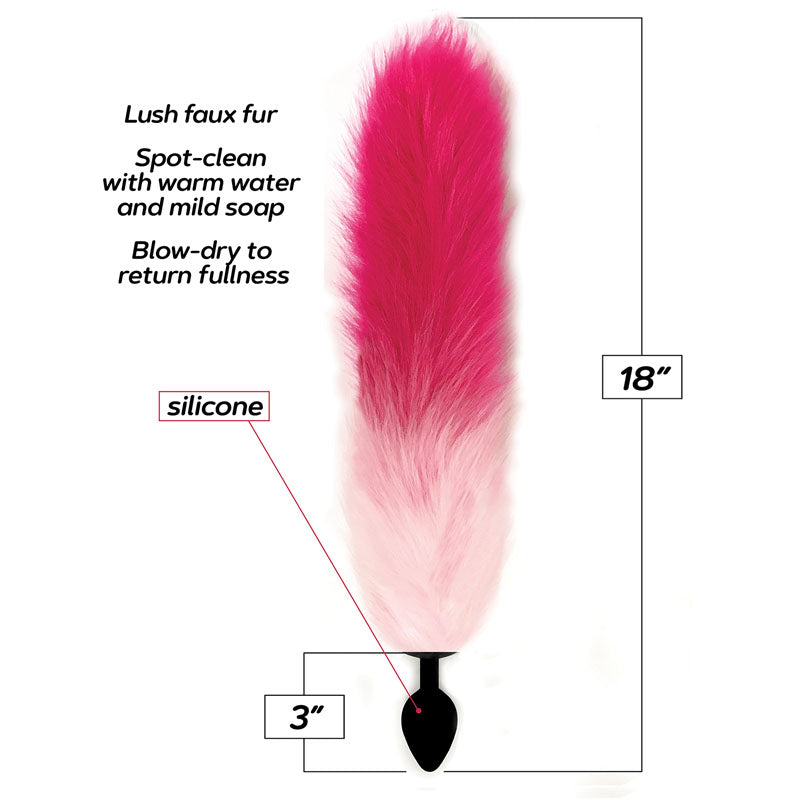 Foxy Fox Tail Silicone Butt Plug -  Gradient - 46 cm Tail with lush faux fur, 18 inch length and silicone base for intimate essentials.