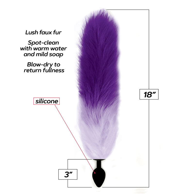 Foxy Fox Tail Silicone Butt Plug -  Gradient - 46 cm Tail with plush faux fur and silicone base, ideal for intimate essentials.