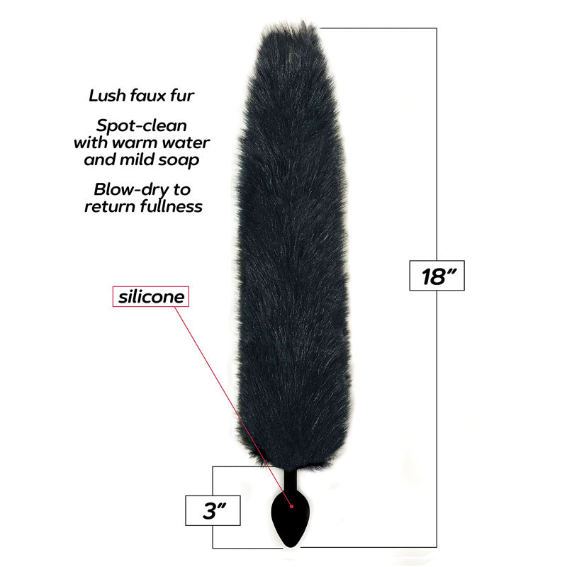Foxy Fox Tail Silicone Butt Plug -  - 46 cm Tail featuring lush faux fur, spot-clean and care instructions for adult toys.