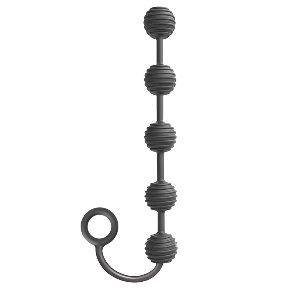 S-Drops Silicone Anal Beads -  Anal Beads in sleek black, featuring five distinct pleasure-swells for intimate exploration.