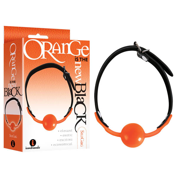 Orange Is The New Black - Siligag - Black/Orange Ball Gag, premium silicone gag for intimate essentials.