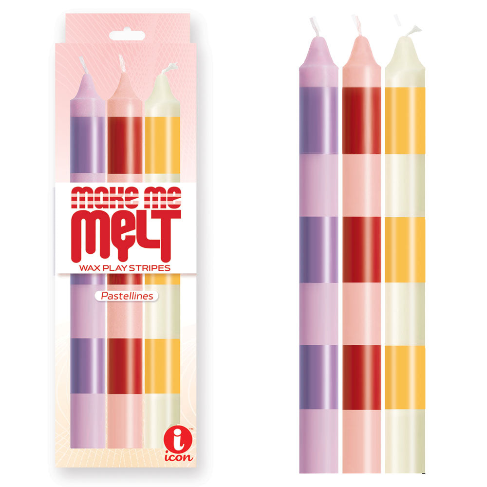 The 9's Make Me Melt Drip Candle 3-Pk - Pastellines - Pastel Drip Candles - 3 Pack on display.