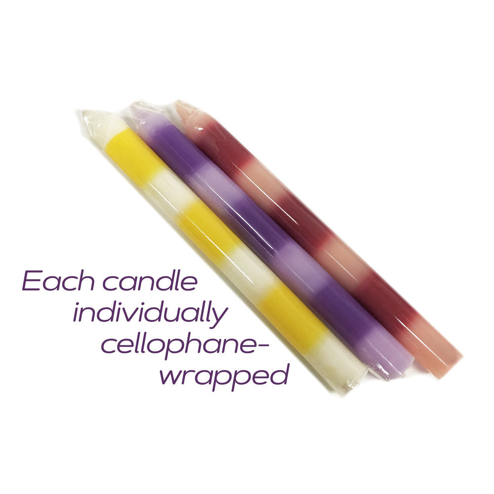 The 9's Make Me Melt Drip Candle 3-Pk - Pastellines - Pastel  Drip Candles - 3 Pack with individually cellophane-wrapped candles.