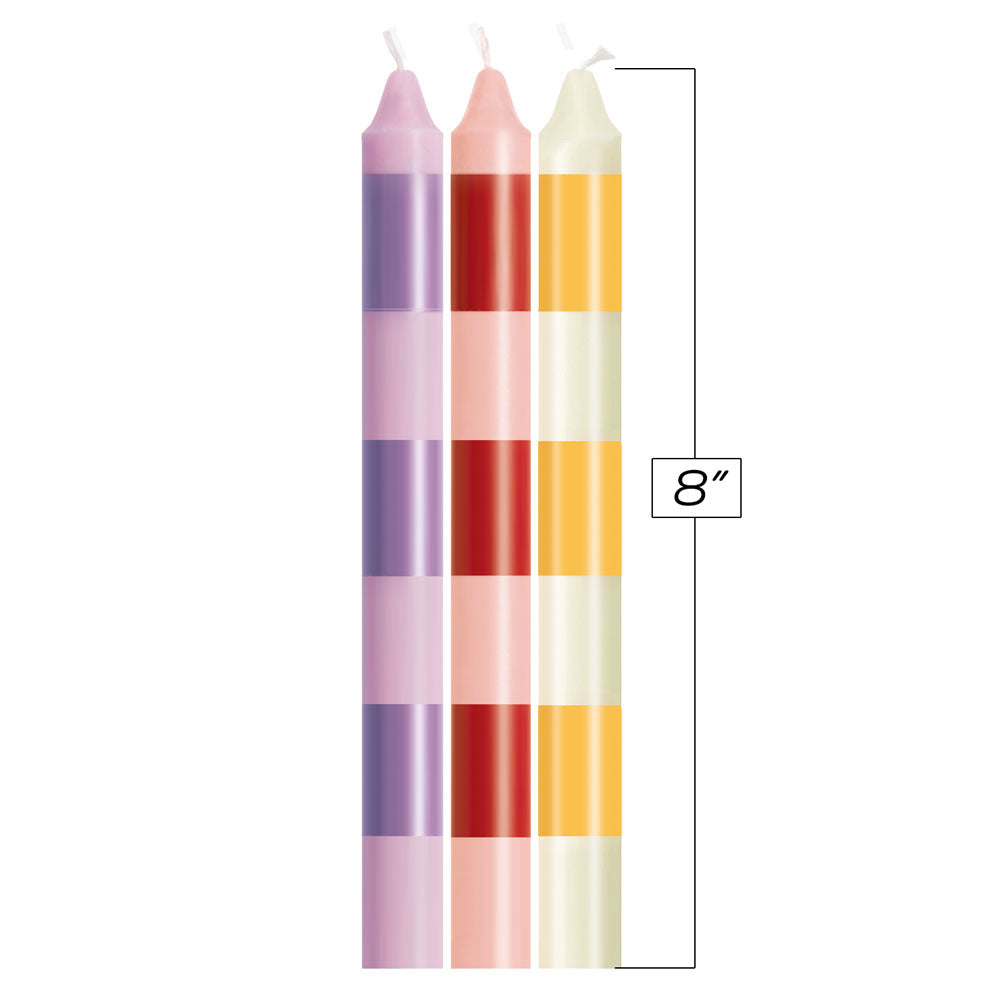 The 9's Make Me Melt Drip Candle 3-Pk - Pastellines - Pastel Drip Candles - 3 Pack showing colorful striped candles.