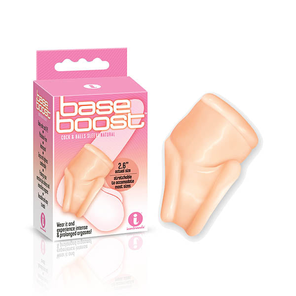The 9's Base Boost -  Cock & Ball Sleeve, a flesh-colored intimate accessory for enhanced pleasure.