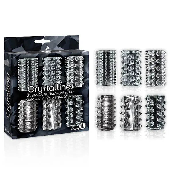 Affordable quality The 9's Crystalline TPR Cock Sleeves -  Penis Sleeves - Set of 6  from Icon Brands by Discreet Intimate Essentials with Discreet Delivery 