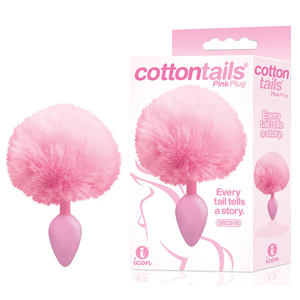 The 9's Cottontails -  Butt Plug with Bunny Tail, pink silicone toy with fluffy tail, perfect for intimate essentials for her.