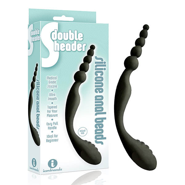 The 9's S-Double Header double ended anal beads, medical grade silicone, ultra smooth, easy pull handle.