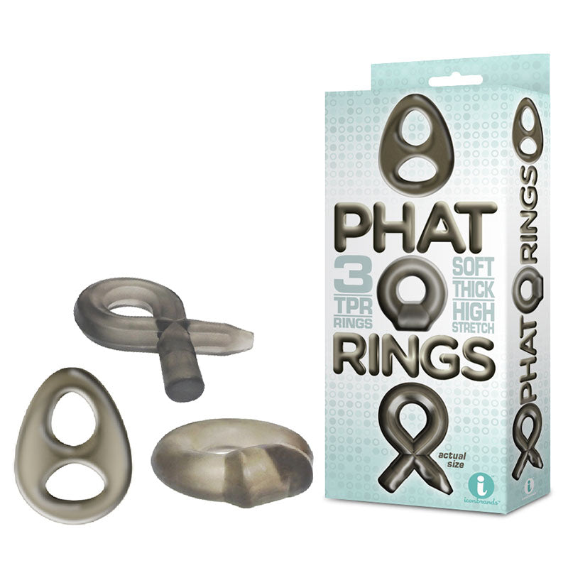 The 9's Phat Rings - Smoke Cock Rings - Set of 3 - Soft TPR material, thick, stretchy, intimate essentials for her.
