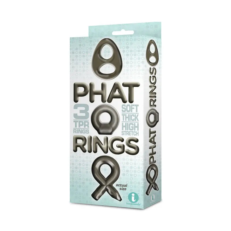 The 9's Phat Rings - Smoke Cock Rings - Set of 3 Icon Brands Discreet Intimate Essentials.