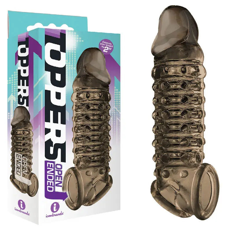 Affordable quality The 9's Toppers Open Ended - Smoke Penis Extension Sleeve  from Icon Brands by Discreet Intimate Essentials with Discreet Delivery 