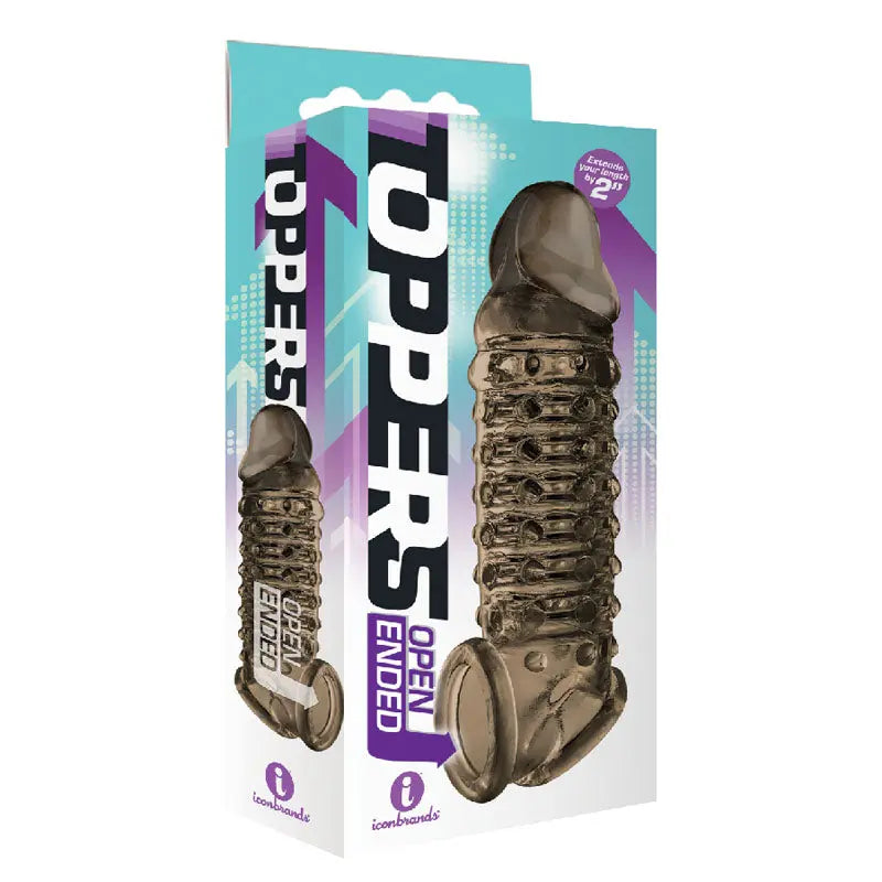 Affordable quality The 9's Toppers Open Ended - Smoke Penis Extension Sleeve  from Icon Brands by Discreet Intimate Essentials with Discreet Delivery 
