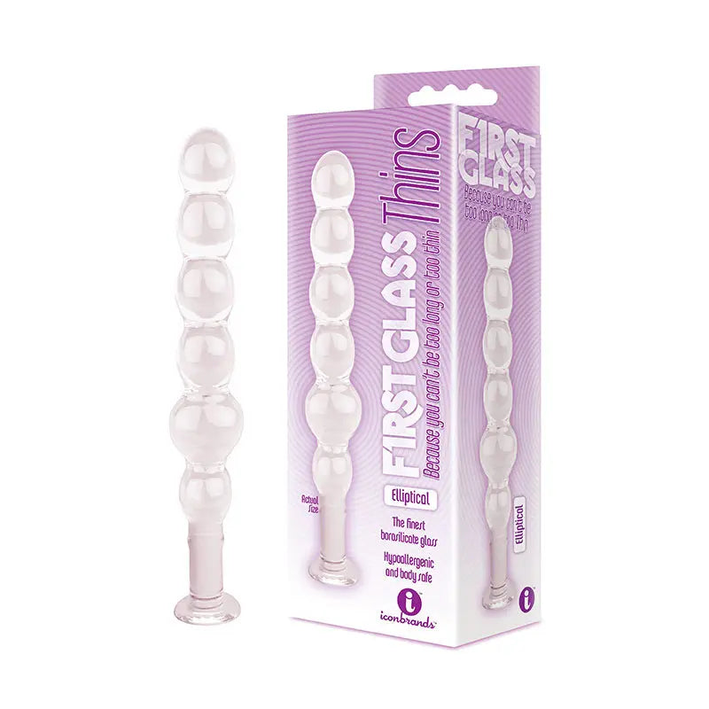 The 9's Glass First Thins, Elliptical -  Glass 17.8 cm Anal Beads Icon Brands Discreet Intimate Essentials.