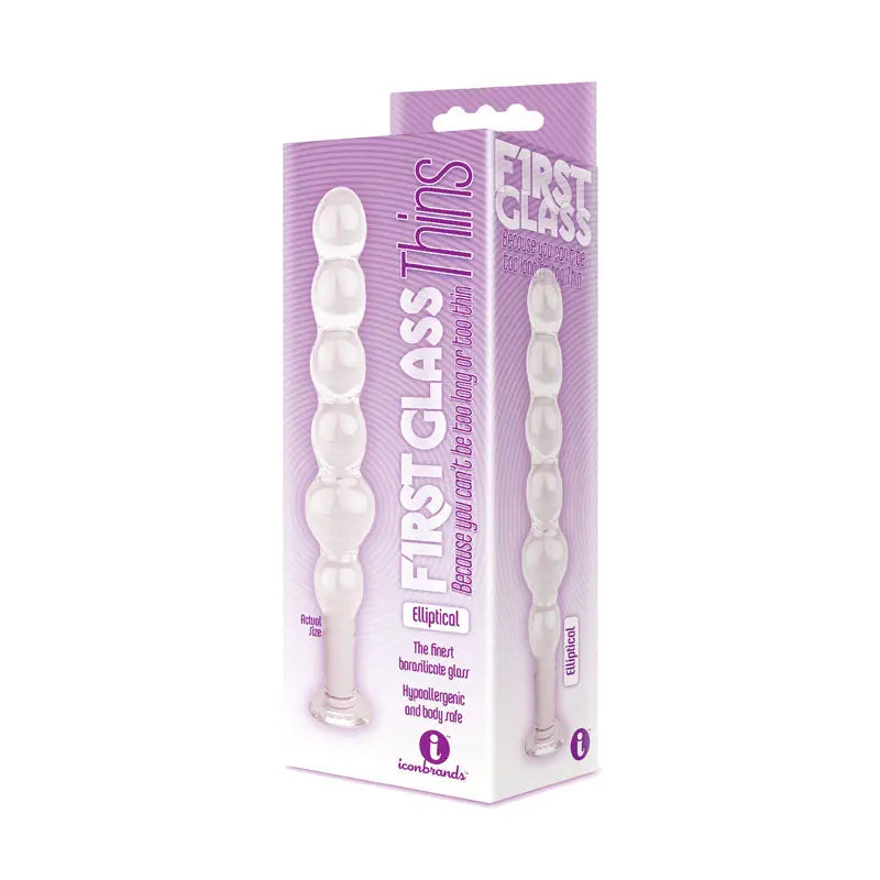 The 9's Glass First Thins, Elliptical -  Glass 17.8 cm Anal Beads Icon Brands Discreet Intimate Essentials.