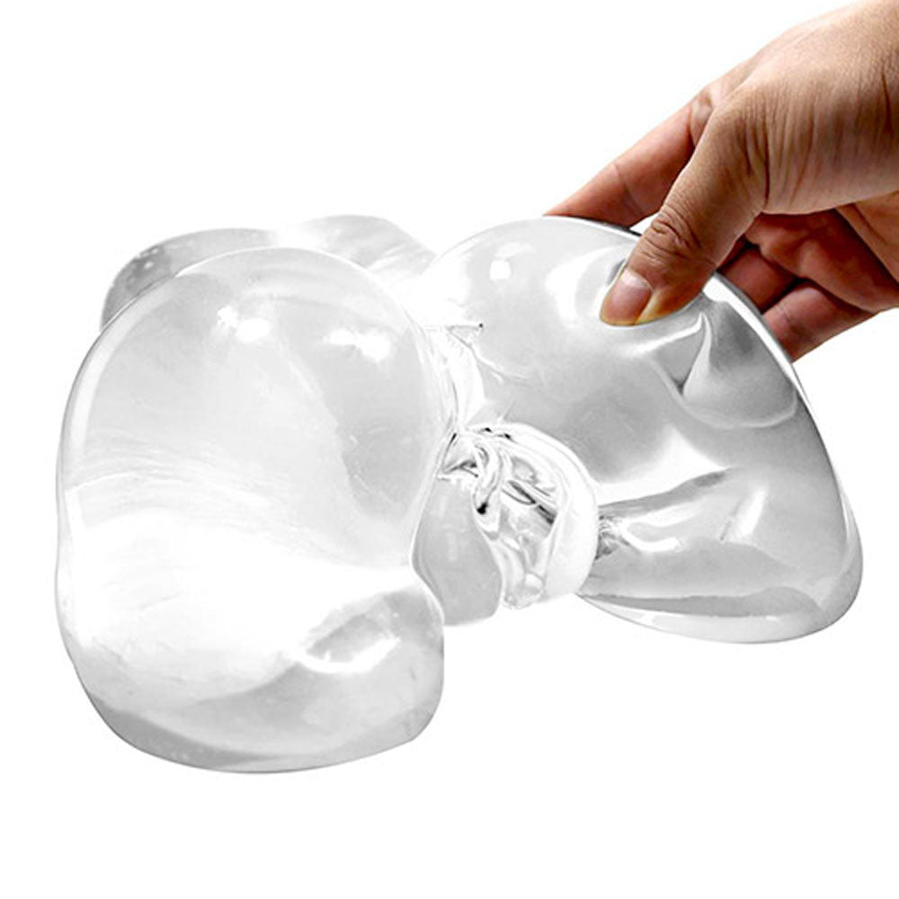 Adam & Eve PEEK A BOOTY -  Doggy Style Masturbator showing realistic design and clear material for intimate pleasure.